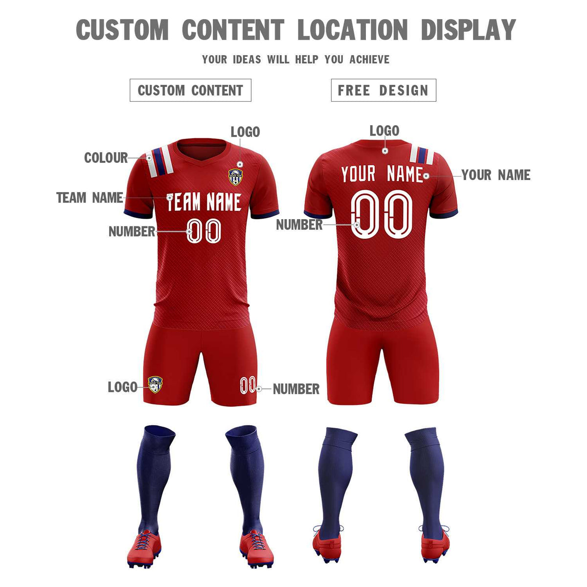 Custom Red Striped Sportswear Football Kit Jersey For Adults