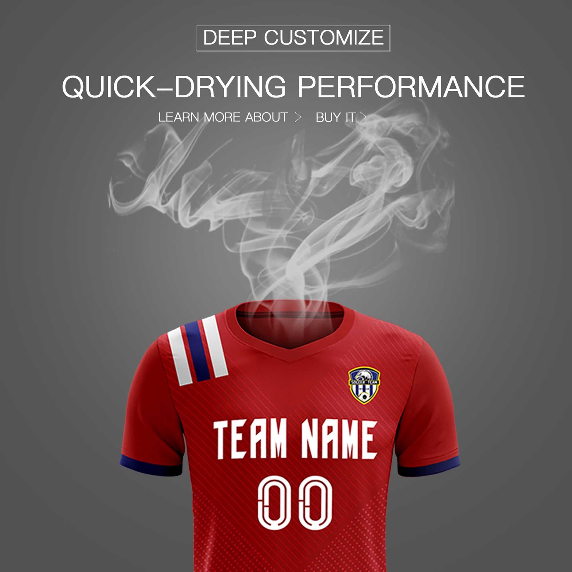 Custom Red Striped Sportswear Football Kit Jersey For Adults