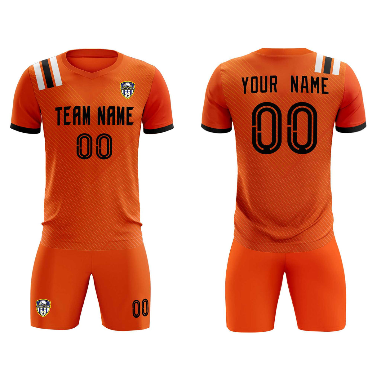 Custom Orange Striped Sportswear Football Kit Jersey For Adults