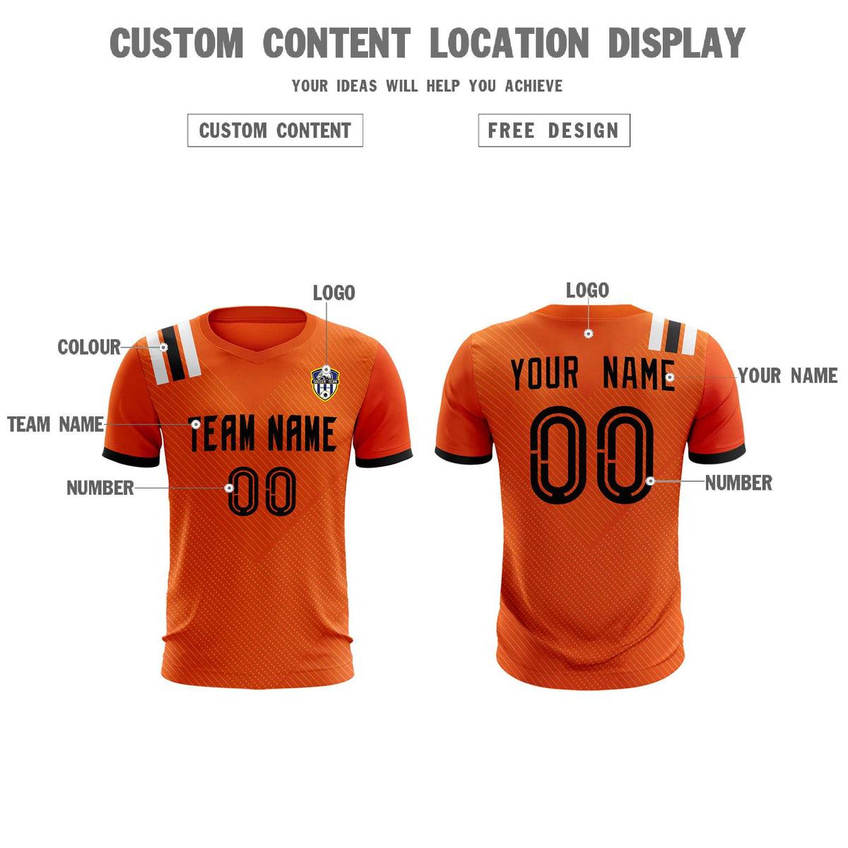 Custom Orange Striped Sportswear Football Kit Jersey For Adults
