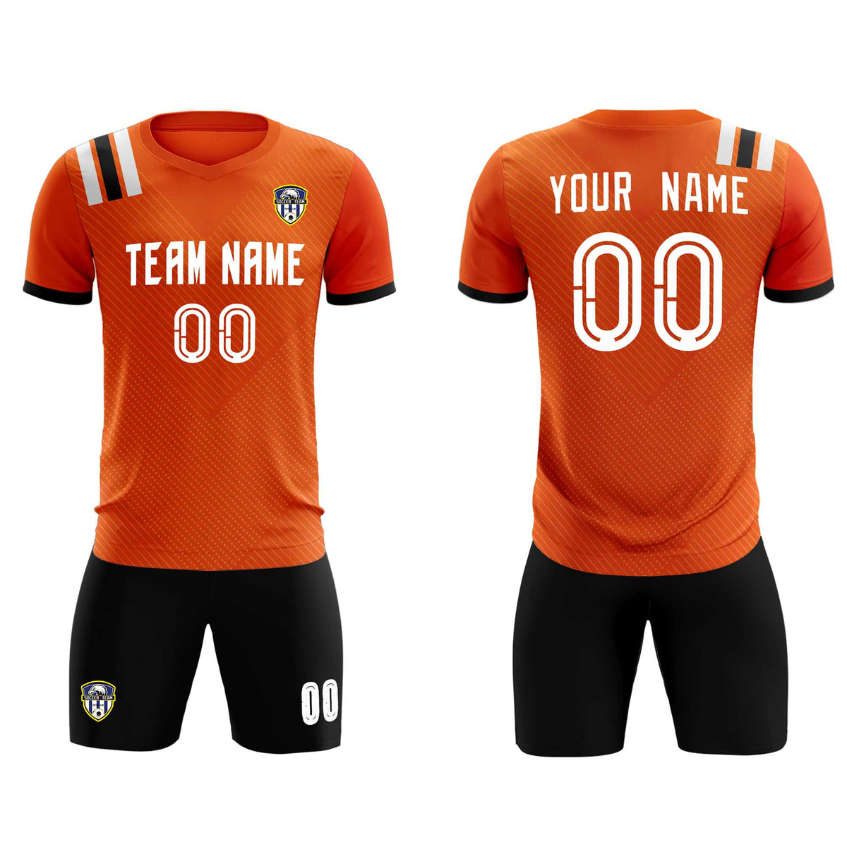 Custom Orange Striped Sportswear Football Kit Jersey For Adults