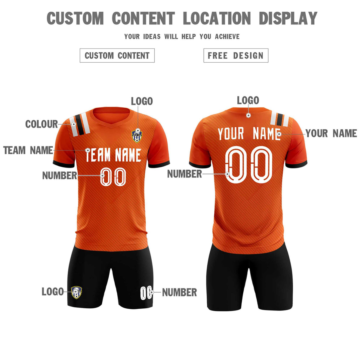 Custom Orange Striped Sportswear Football Kit Jersey For Adults