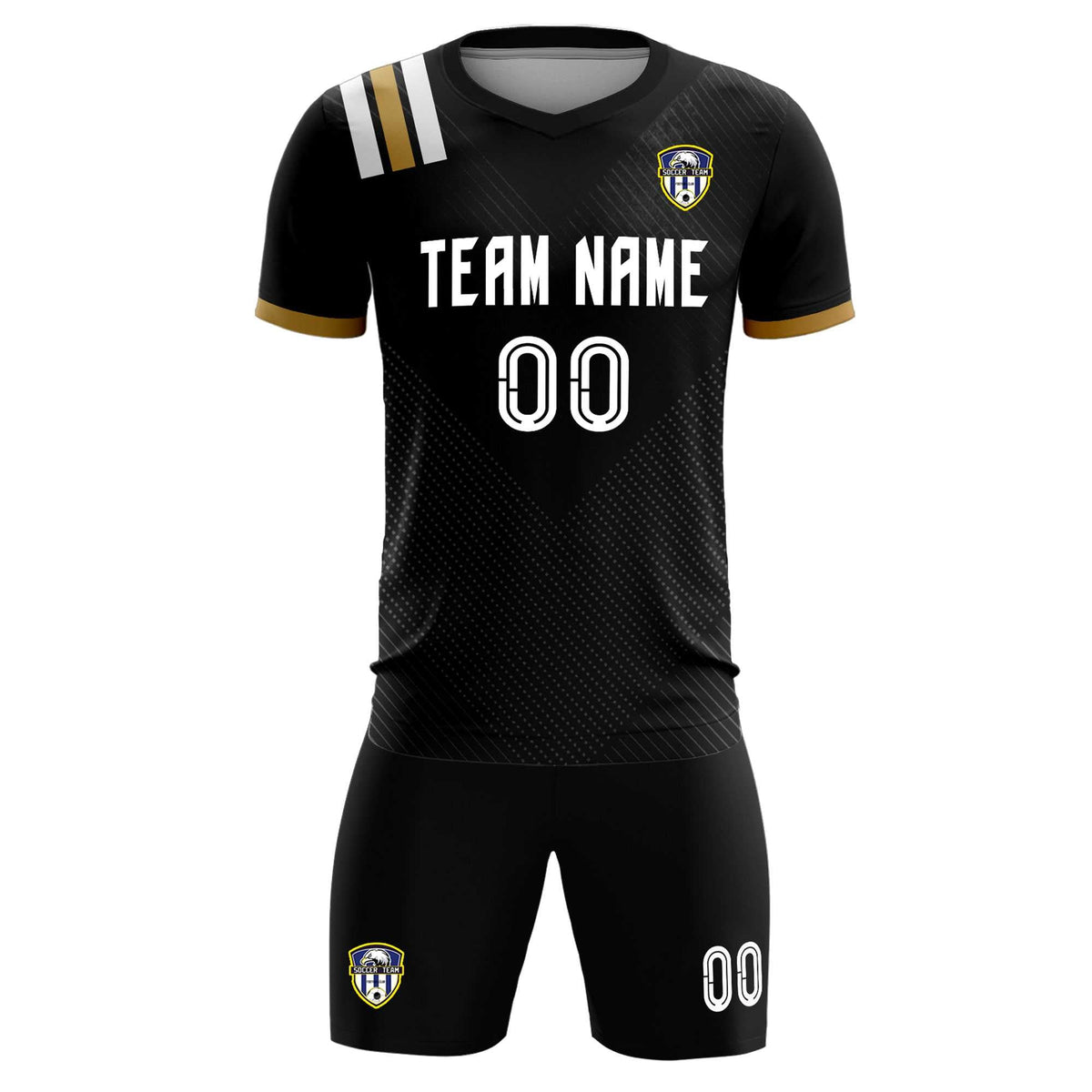 Custom Black Striped Sportswear Football Kit Jersey For Adults