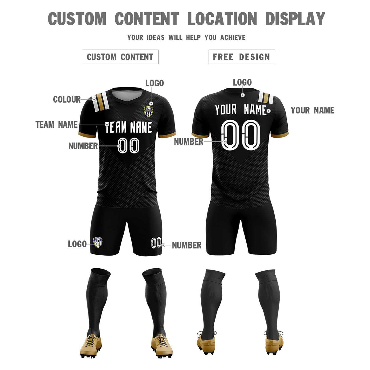 Custom Black Striped Sportswear Football Kit Jersey For Adults