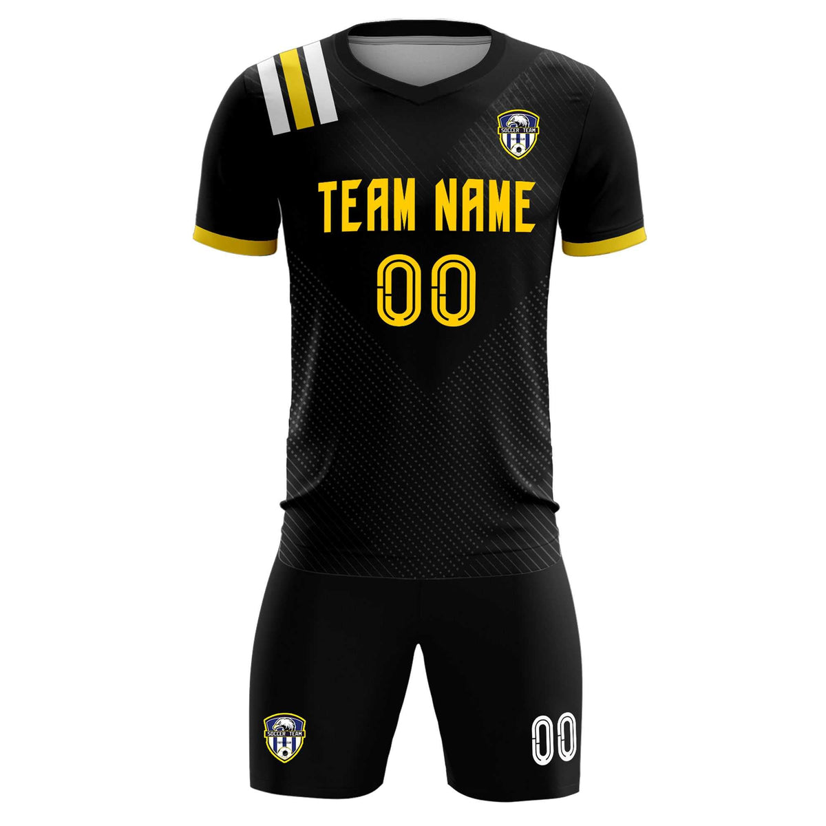 Custom Black Striped Sportswear Football Kit Jersey For Adults