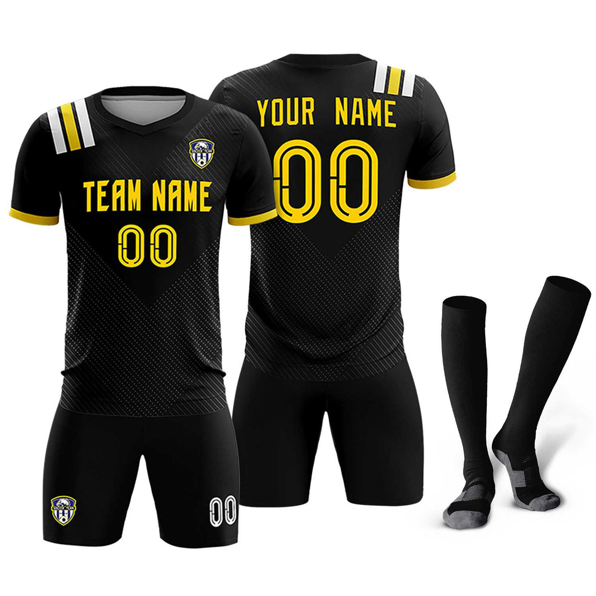 Custom Black Striped Sportswear Football Kit Jersey For Adults