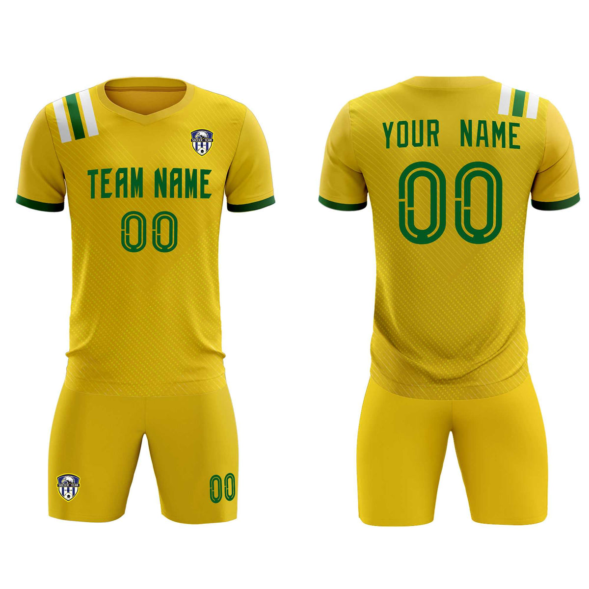 Custom Gold Striped Sportswear Football Kit Jersey For Adults