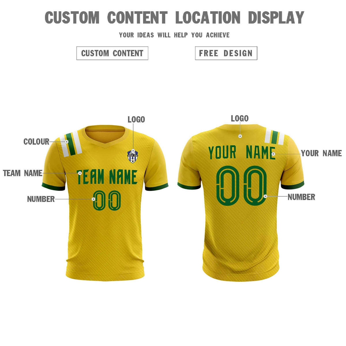 Custom Gold Striped Sportswear Football Kit Jersey For Adults