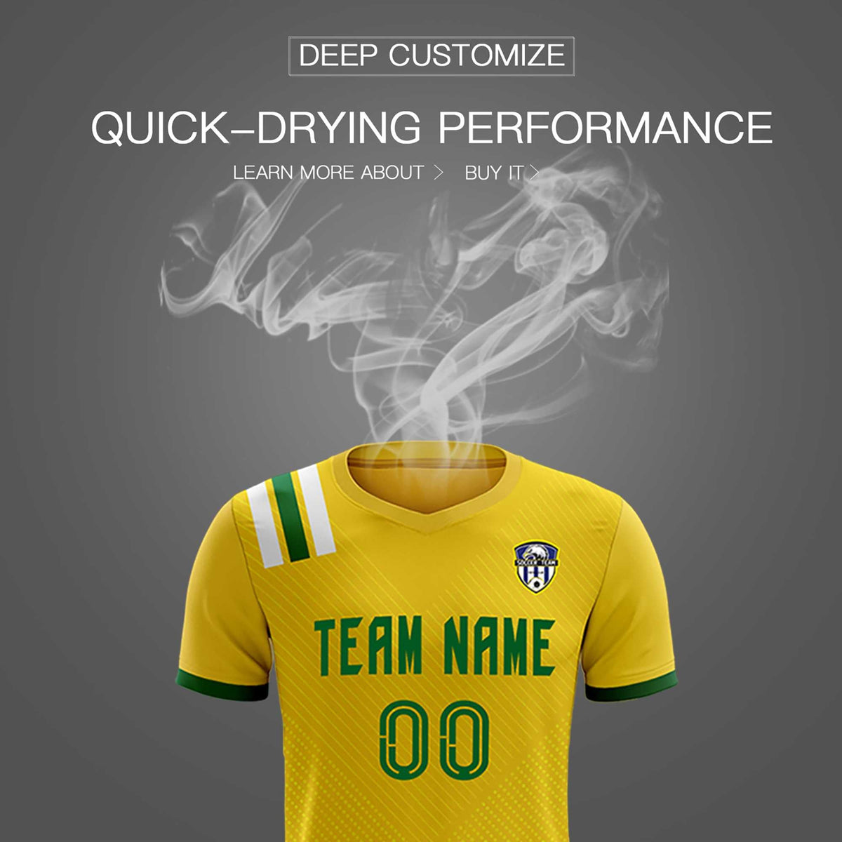 Custom Gold Striped Sportswear Football Kit Jersey For Adults