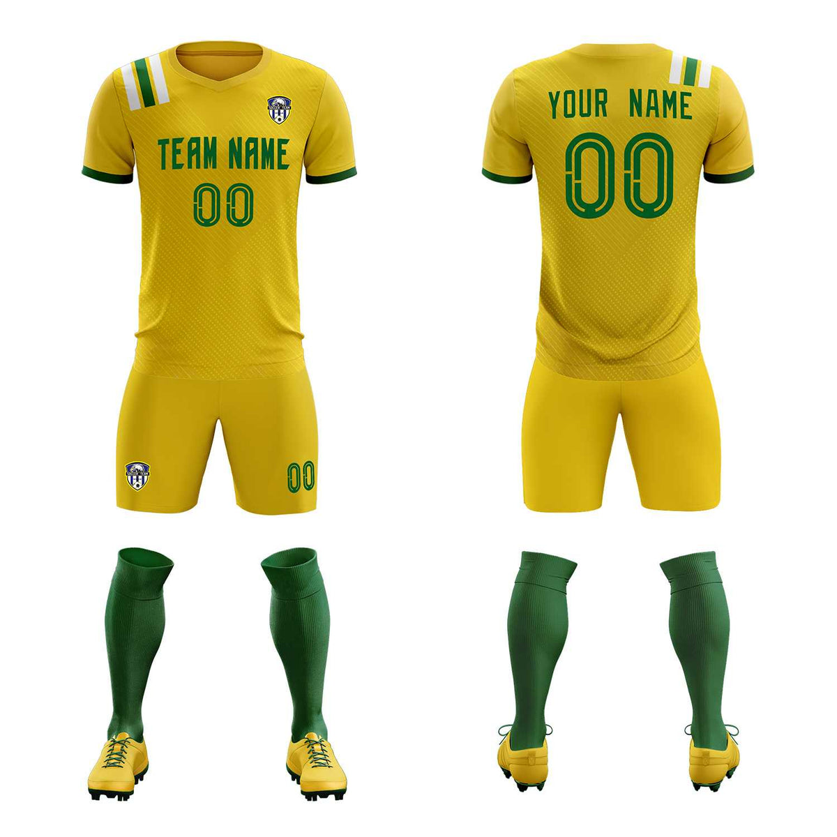 Custom Gold Striped Sportswear Football Kit Jersey For Adults