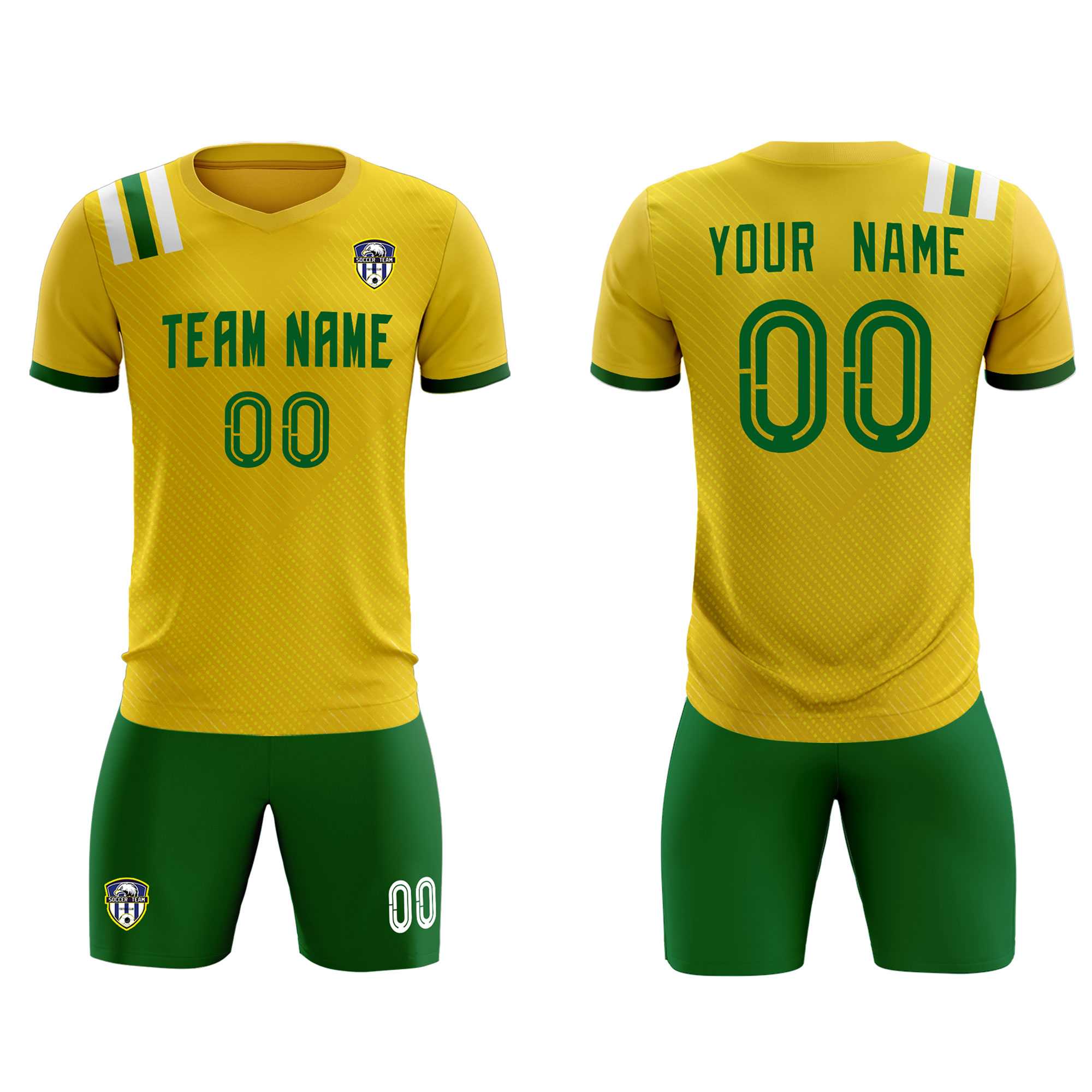 Custom Gold Striped Sportswear Football Kit Jersey For Adults