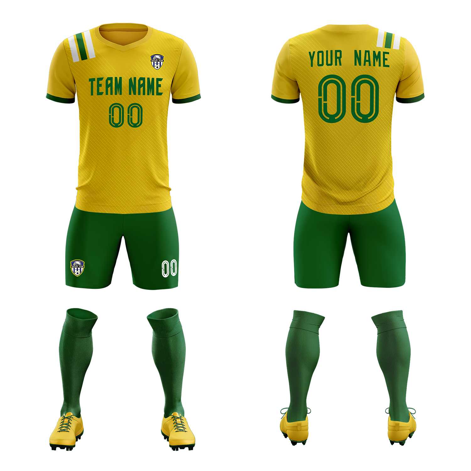 Custom Gold Striped Sportswear Football Kit Jersey For Adults