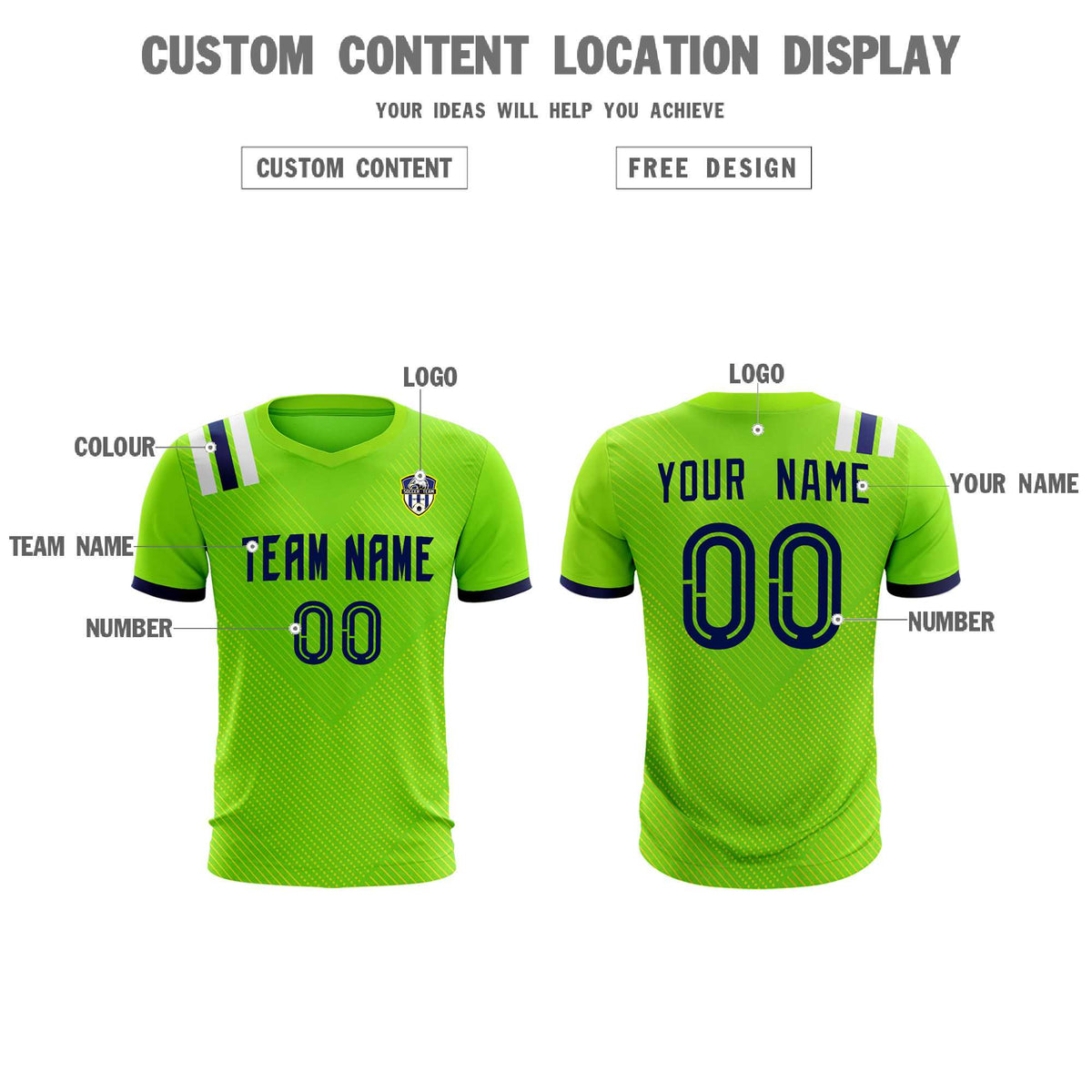 Custom Neon Green Striped Sportswear Football Kit Jersey For Adults