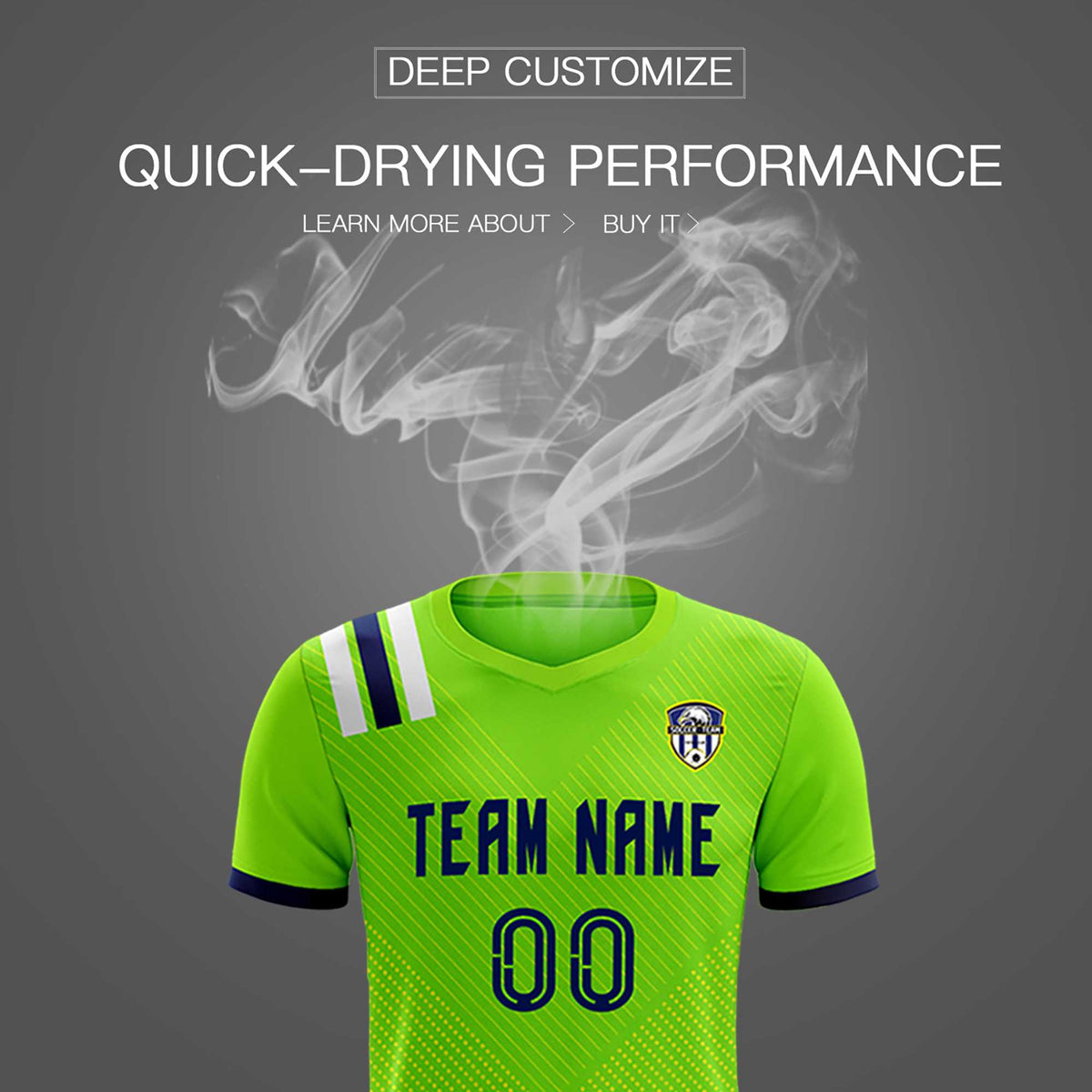 Custom Neon Green Striped Sportswear Football Kit Jersey For Adults