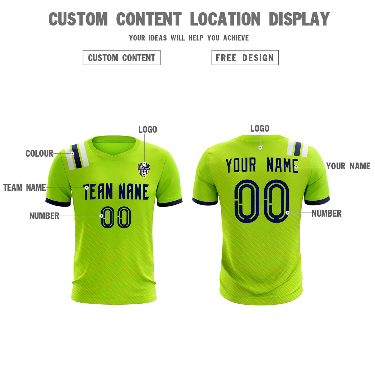 Custom Neon Green Striped Sportswear Football Kit Jersey For Adults