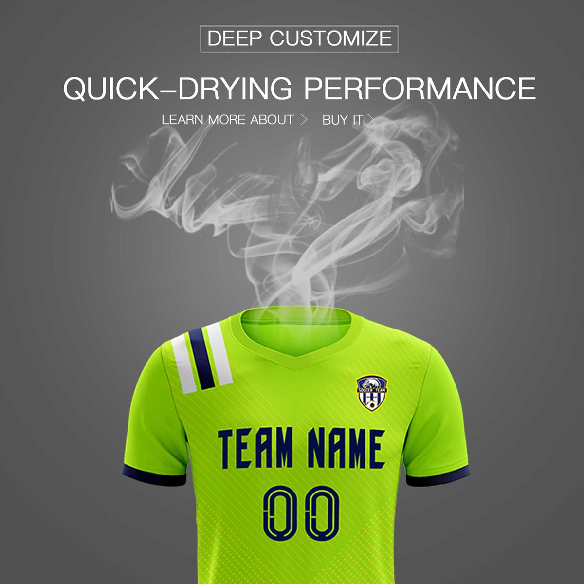 Custom Neon Green Striped Sportswear Football Kit Jersey For Adults
