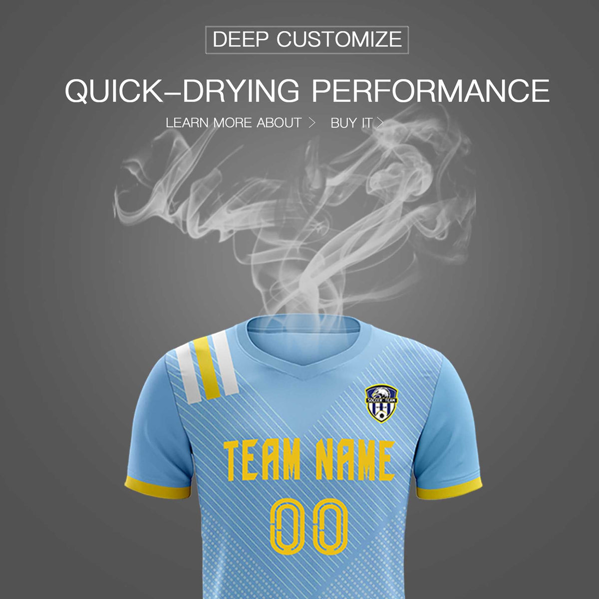 Custom Light Blue Striped Sportswear Football Kit Jersey For Adults