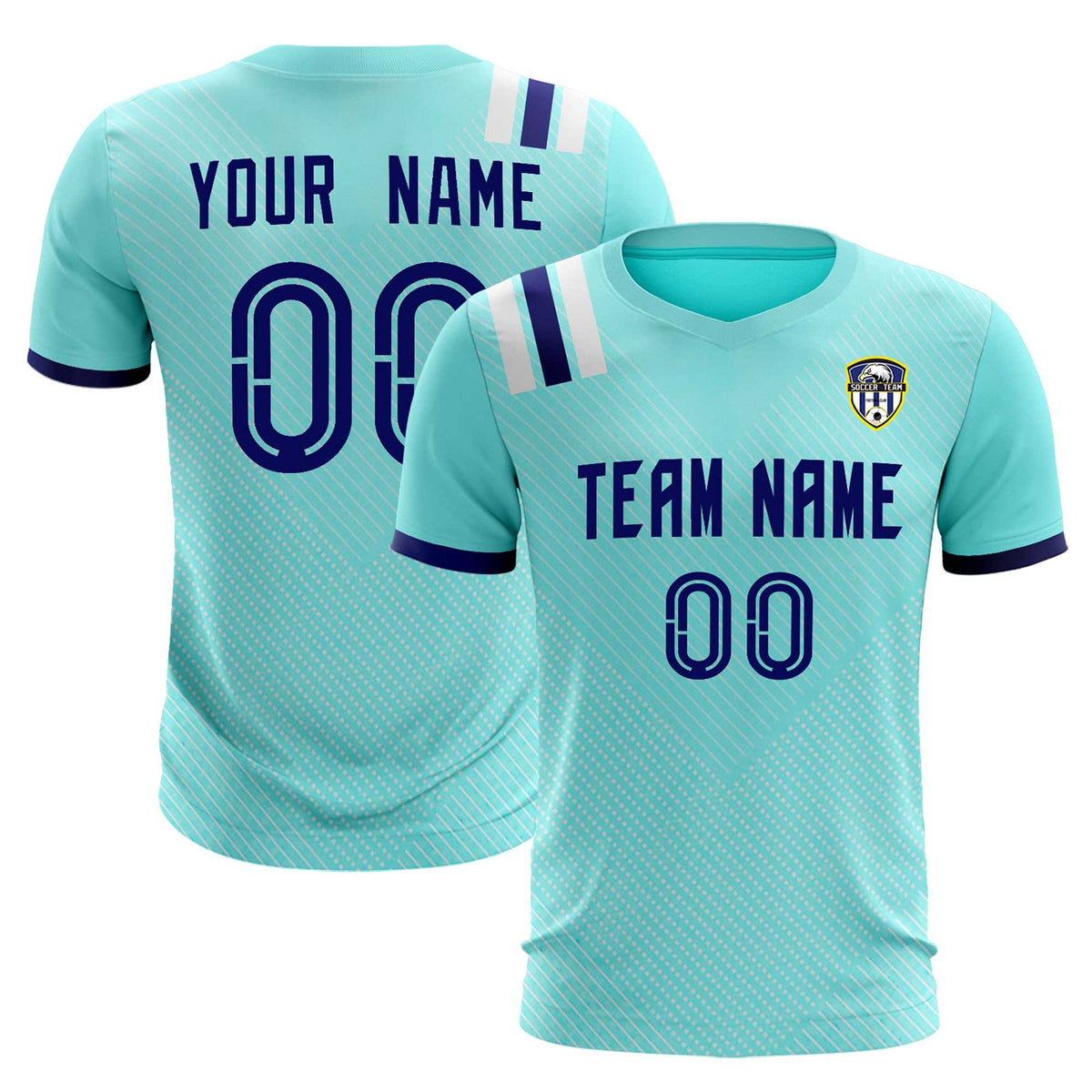 Custom Sky Blue Striped Sportswear Football Kit Jersey For Adults
