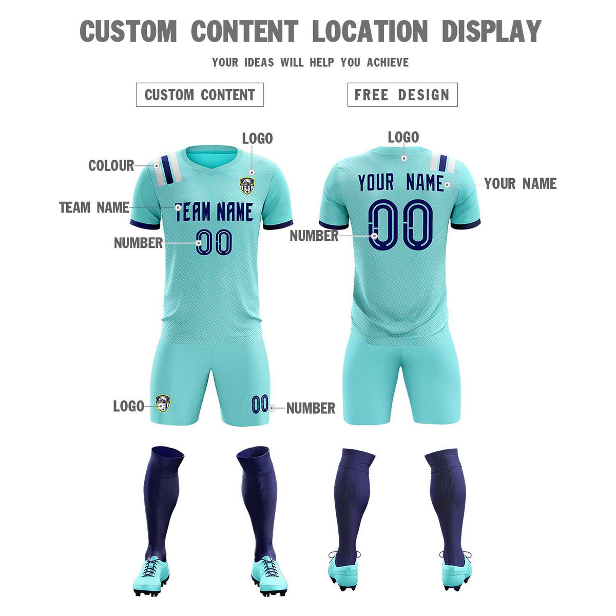 Custom Sky Blue Striped Sportswear Football Kit Jersey For Adults