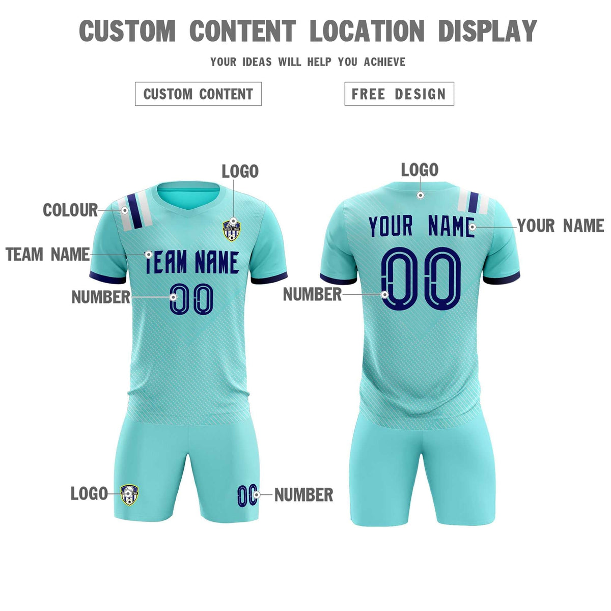 Custom Sky Blue Striped Sportswear Football Kit Jersey For Adults