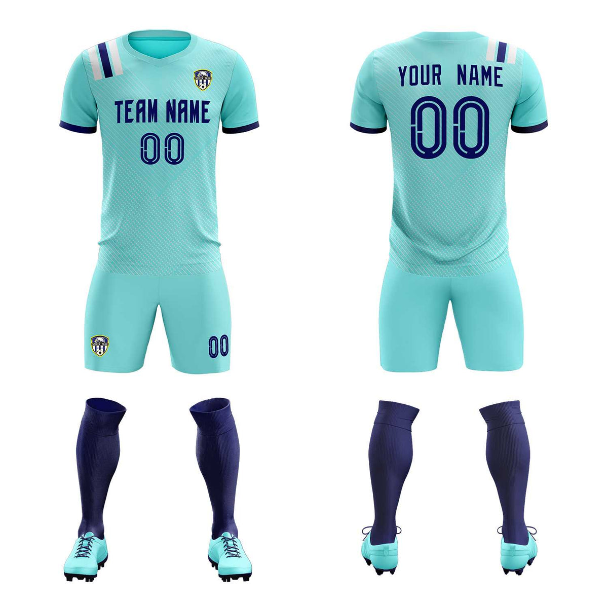 Custom Sky Blue Striped Sportswear Football Kit Jersey For Adults