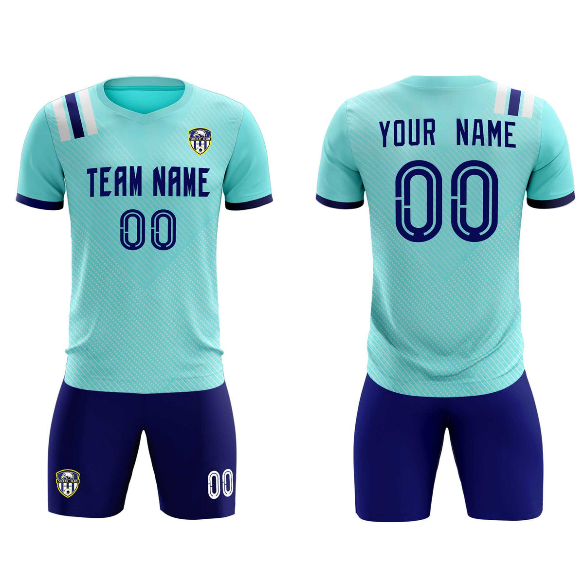 Custom Sky Blue Striped Sportswear Football Kit Jersey For Adults