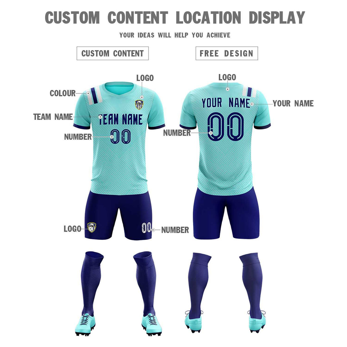 Custom Sky Blue Striped Sportswear Football Kit Jersey For Adults