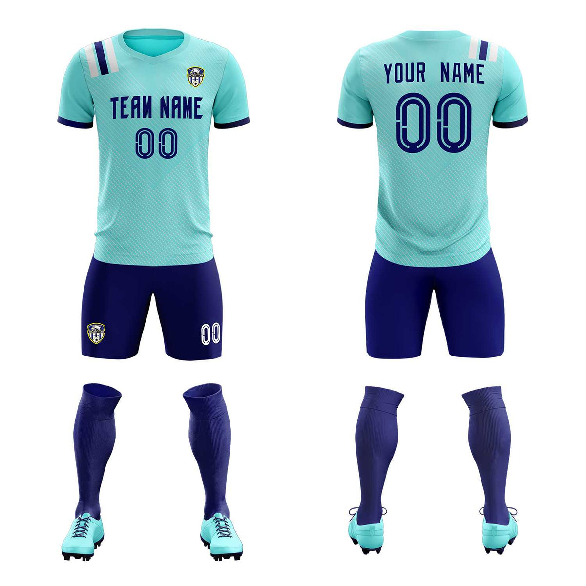 Custom Sky Blue Striped Sportswear Football Kit Jersey For Adults