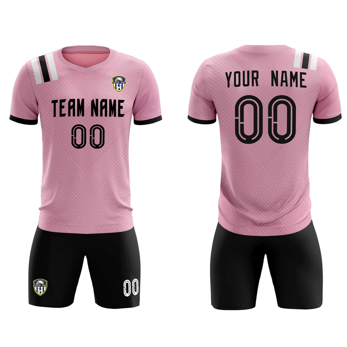 Custom Pink Striped Sportswear Football Kit Jersey For Adults