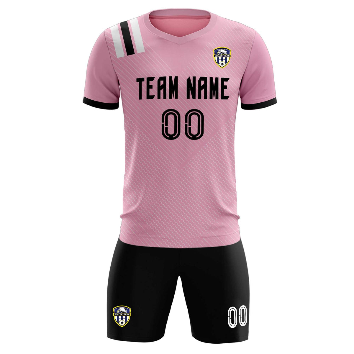 Custom Pink Striped Sportswear Football Kit Jersey For Adults