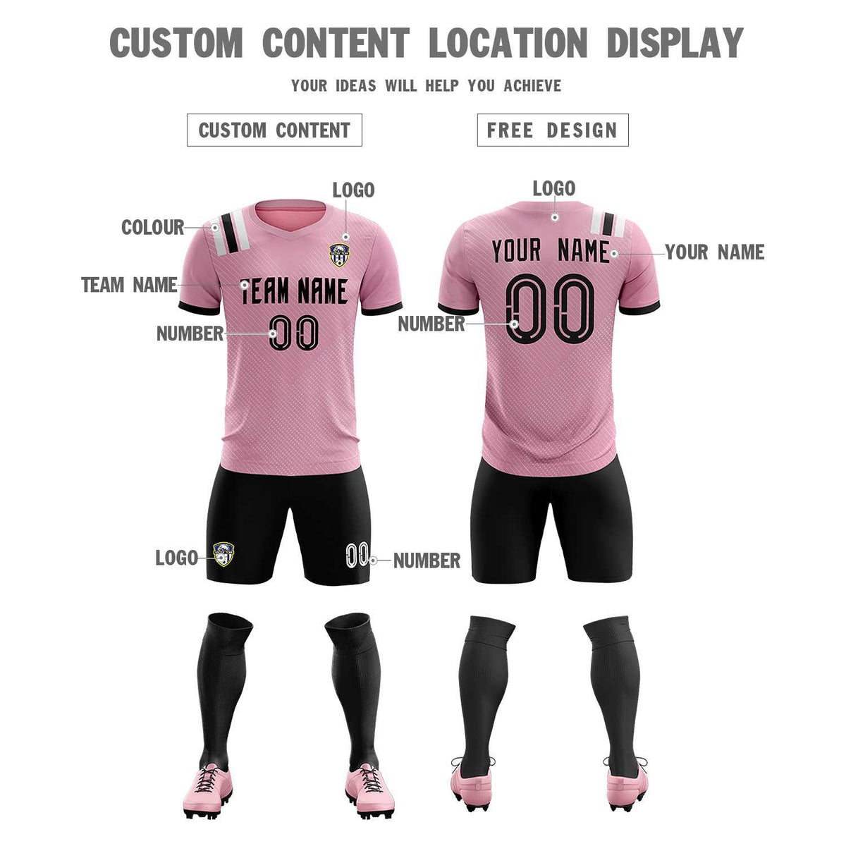 Custom Pink Striped Sportswear Football Kit Jersey For Adults