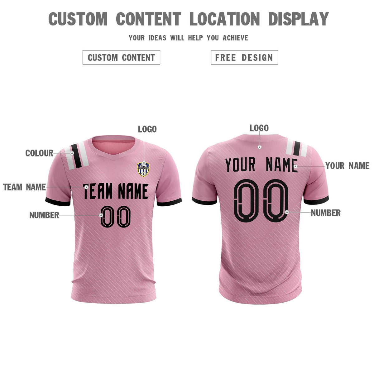Custom Pink Striped Sportswear Football Kit Jersey For Adults