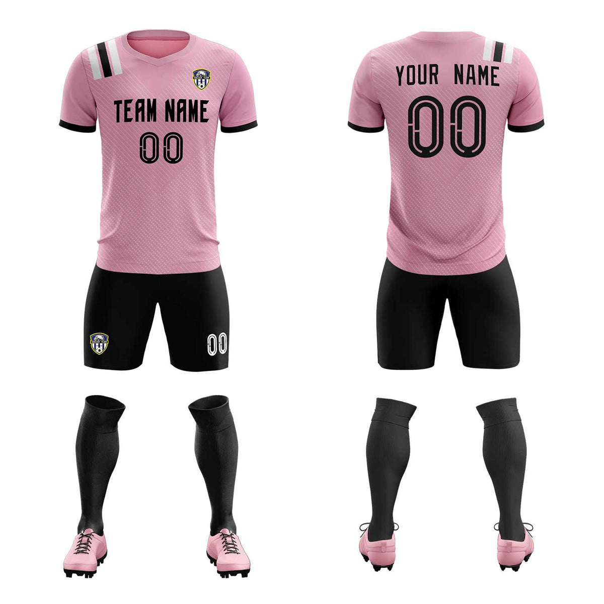Custom Pink Striped Sportswear Football Kit Jersey For Adults