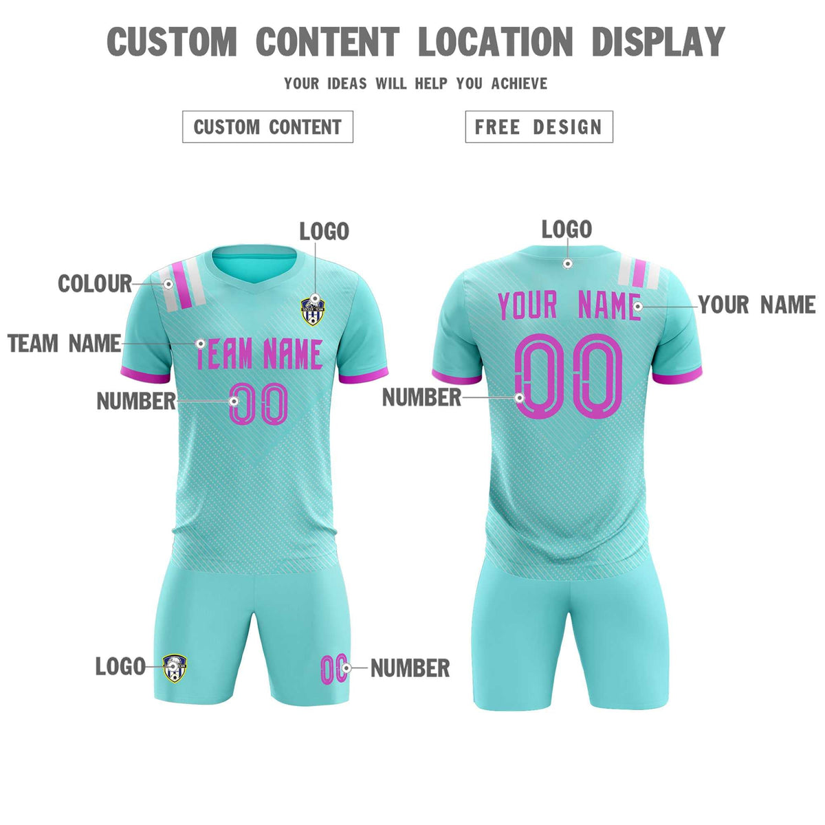 Custom Light Blue Striped Sportswear Football Kit Jersey For Adults