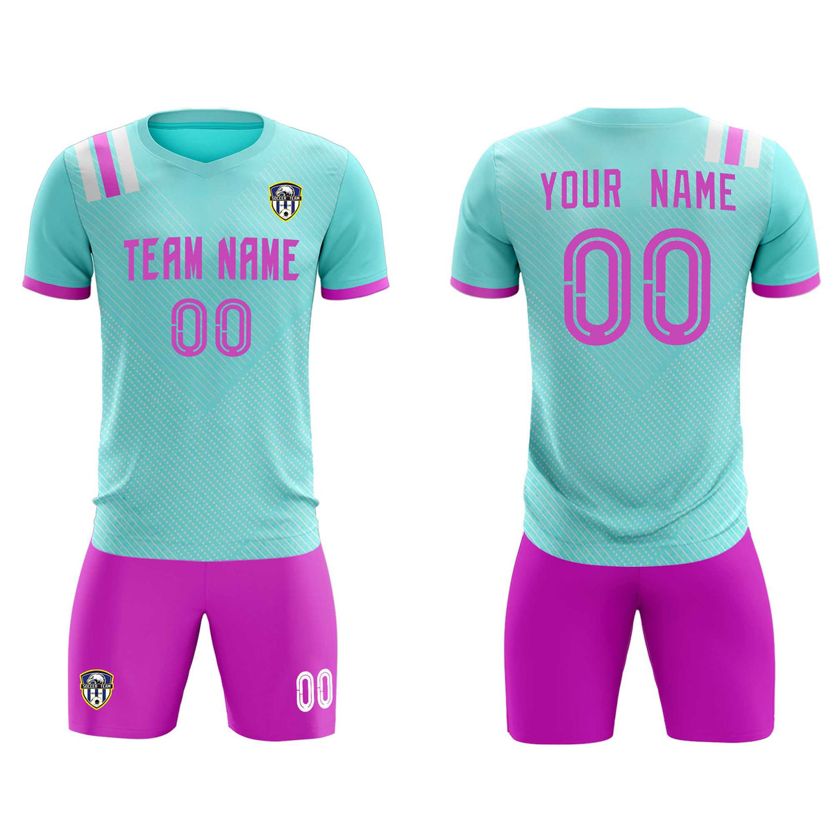 Custom Light Blue Striped Sportswear Football Kit Jersey For Adults