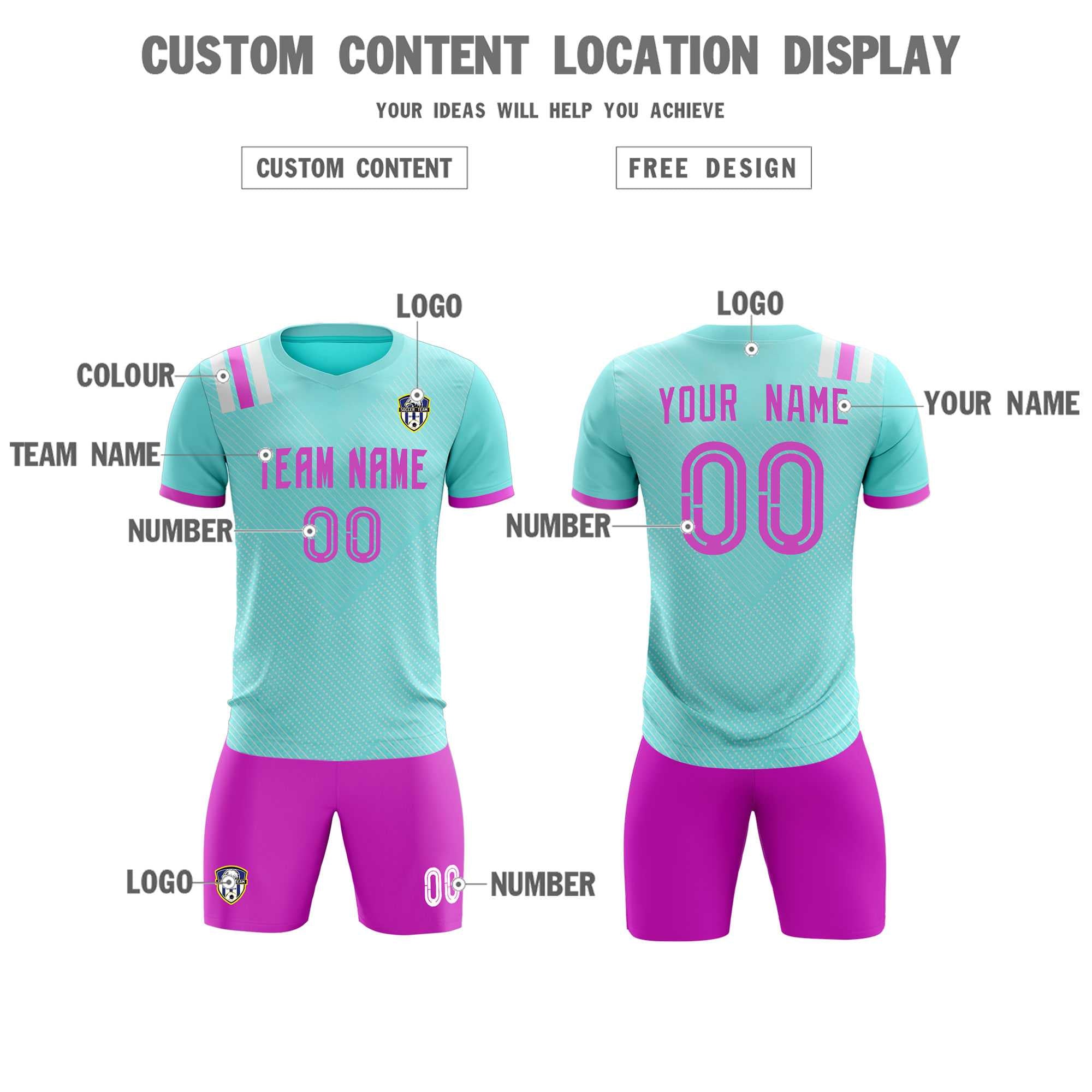 Custom Light Blue Striped Sportswear Football Kit Jersey For Adults