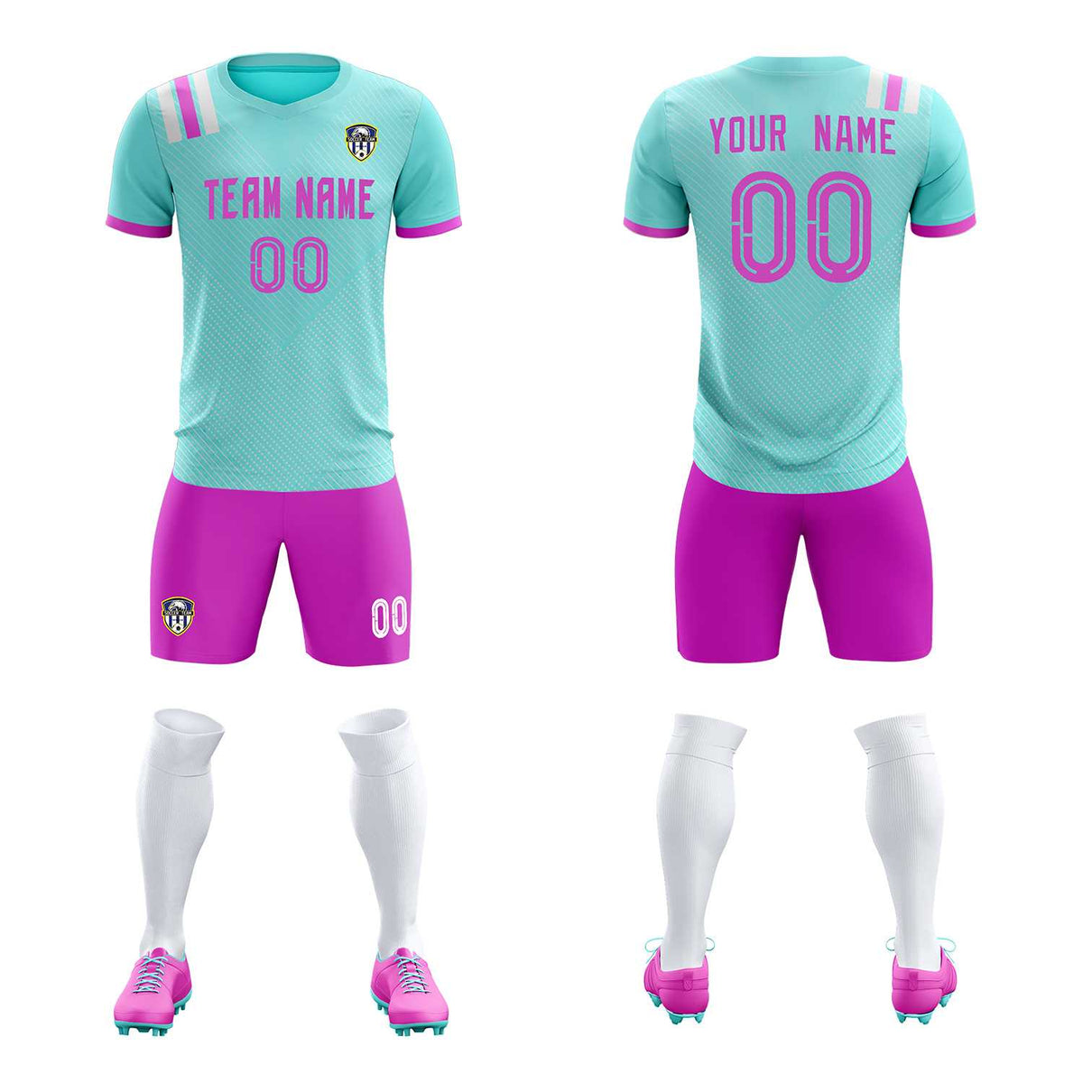 Custom Light Blue Striped Sportswear Football Kit Jersey For Adults