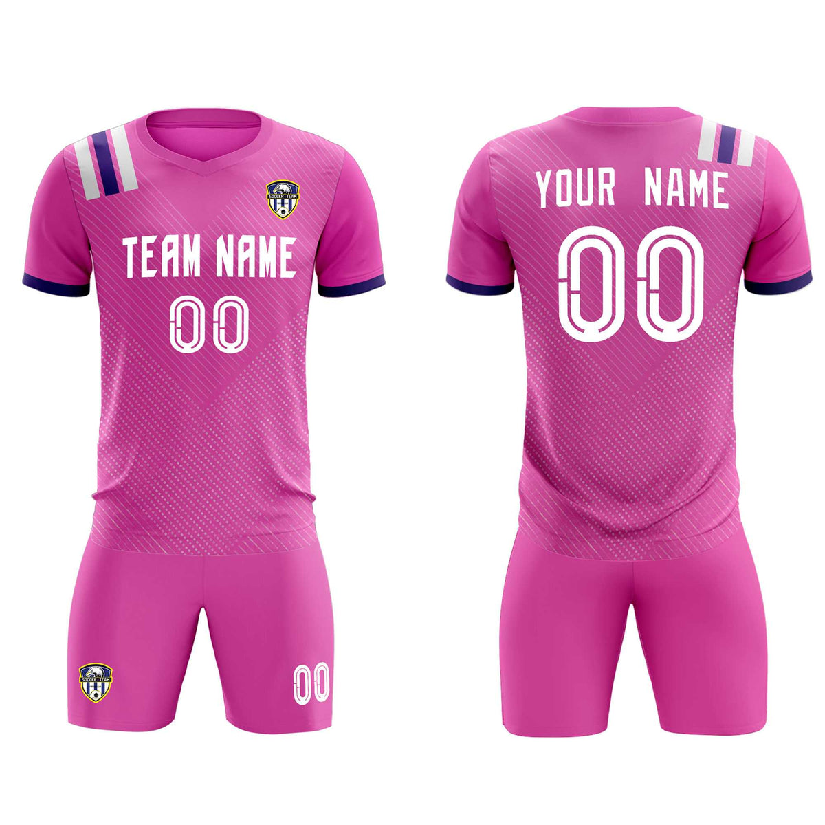 Custom Light Red Striped Sportswear Football Kit Jersey For Adults