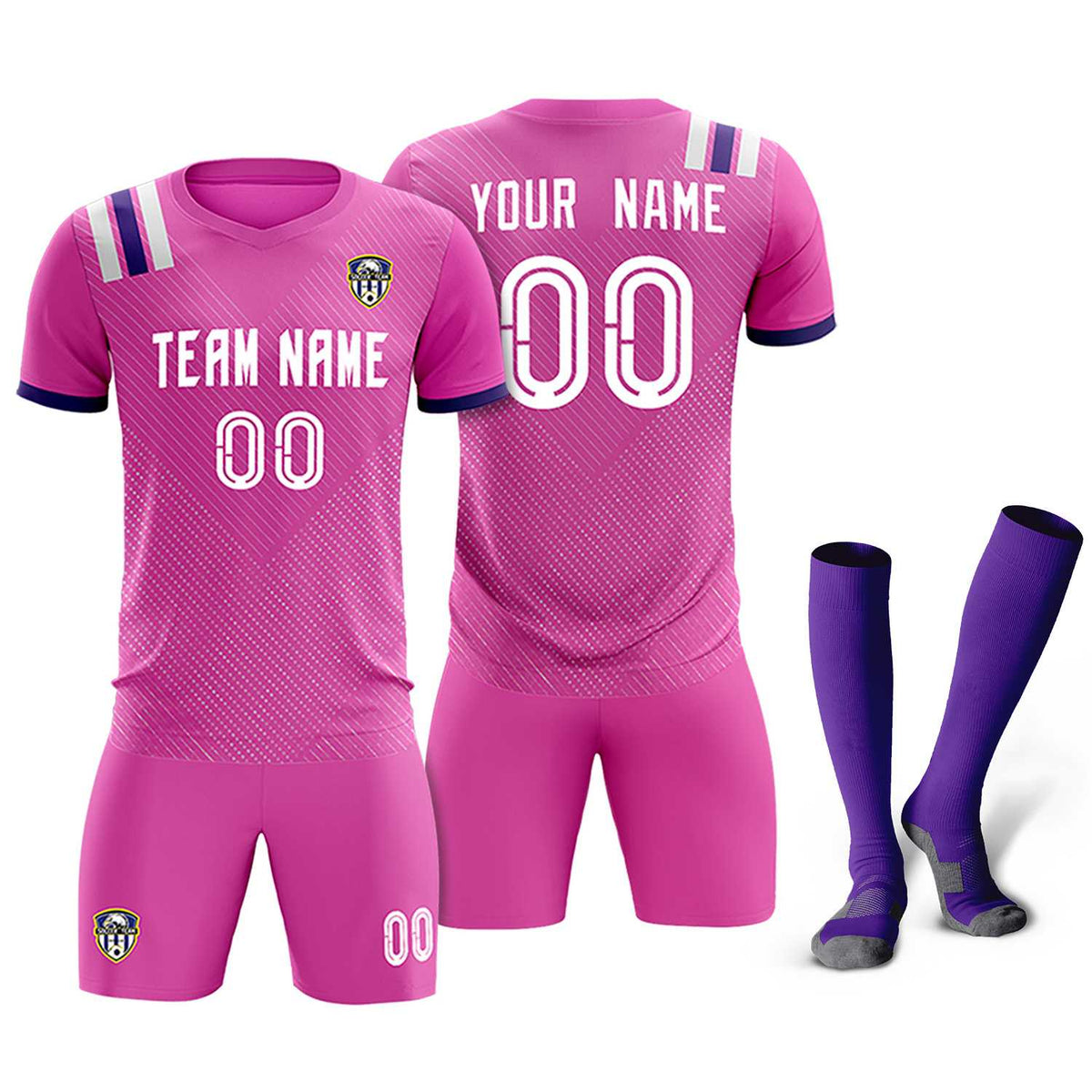 Custom Light Red Striped Sportswear Football Kit Jersey For Adults