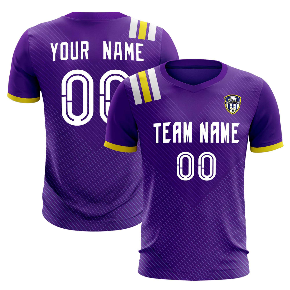 Custom Purple Striped Sportswear Football Kit Jersey For Adults