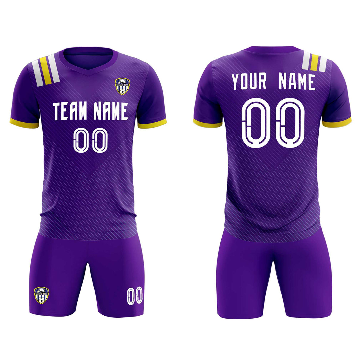 Custom Purple Striped Sportswear Football Kit Jersey For Adults