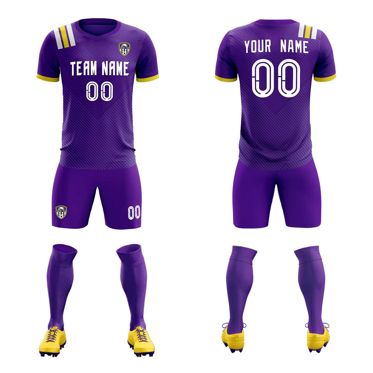Custom Purple Striped Sportswear Football Kit Jersey For Adults