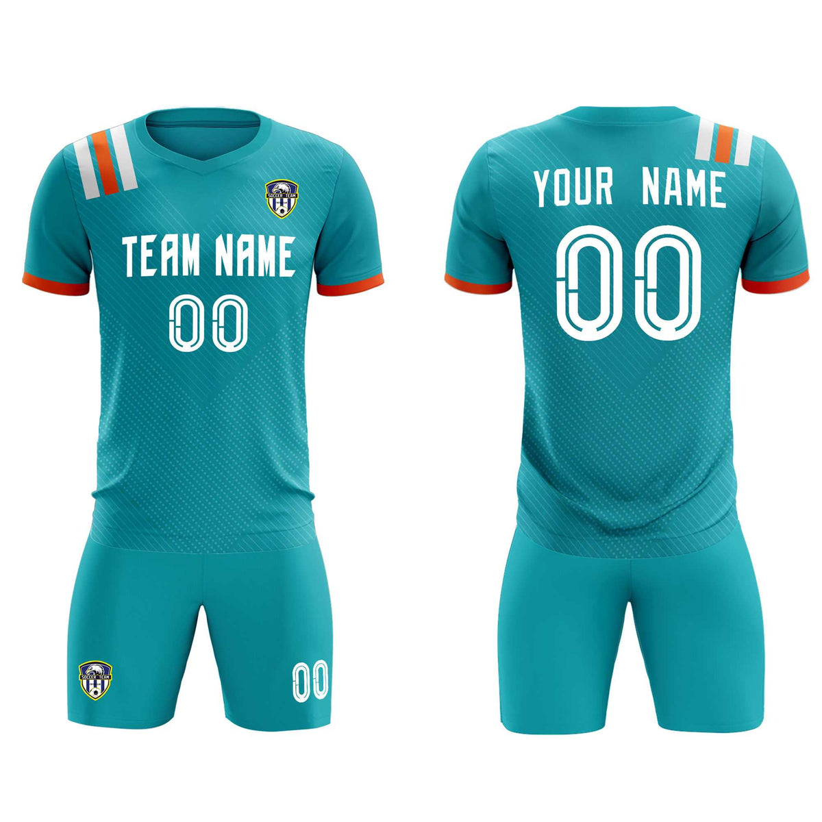 Custom Aqua Striped Sportswear Football Kit Jersey For Adults