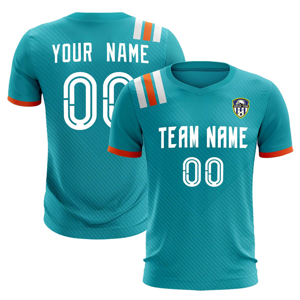 Custom Aqua Striped Sportswear Football Kit Jersey For Adults