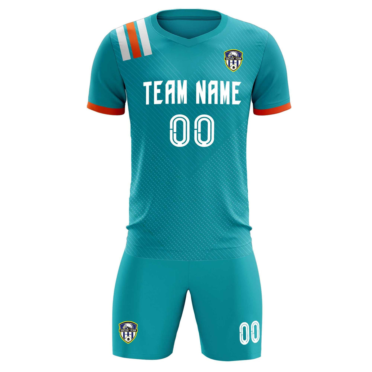 Custom Aqua Striped Sportswear Football Kit Jersey For Adults