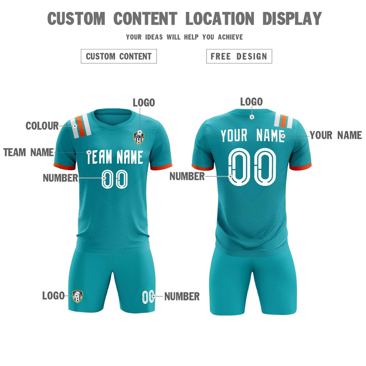 Custom Aqua Striped Sportswear Football Kit Jersey For Adults