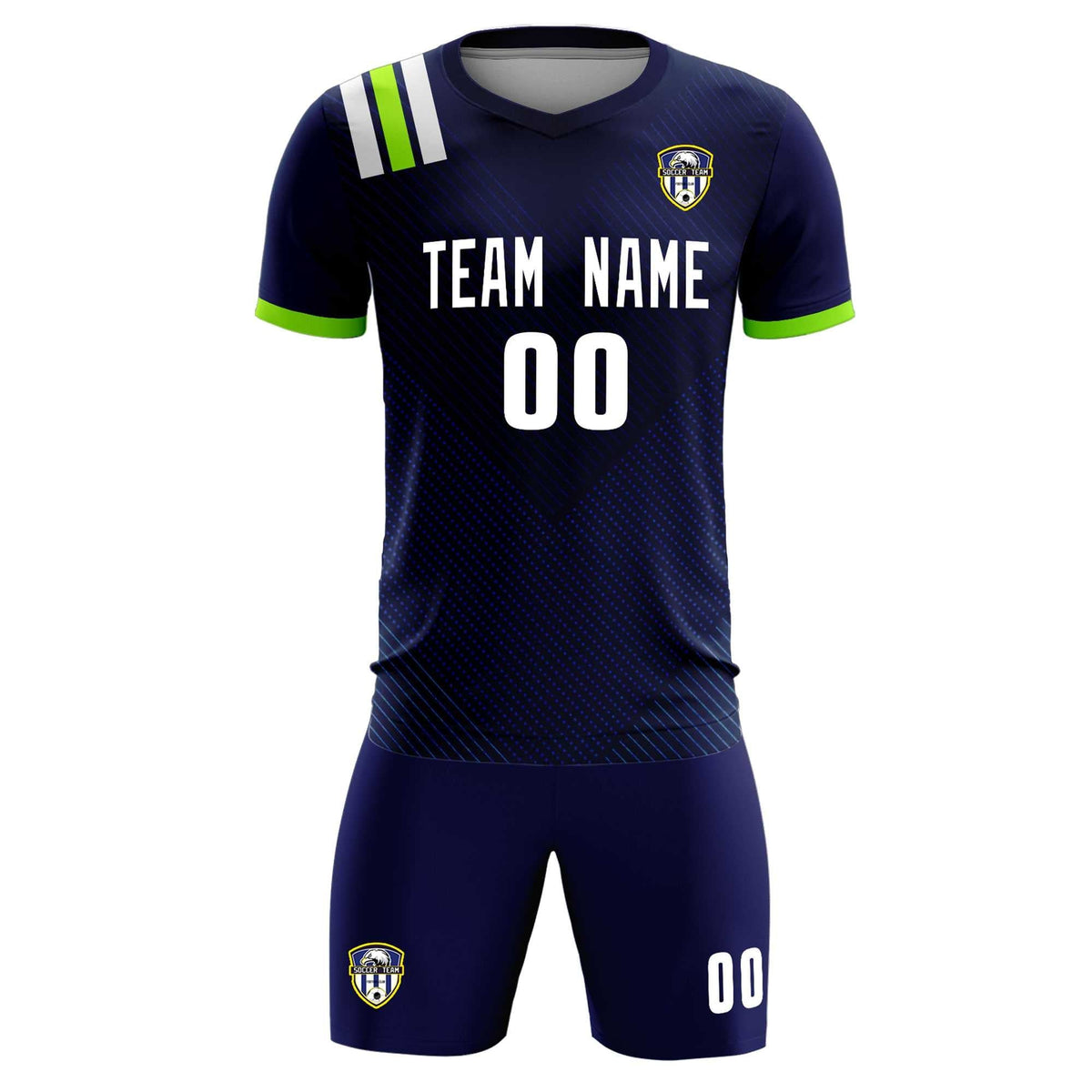 Custom Navy Striped Sportswear Football Kit Jersey For Adults
