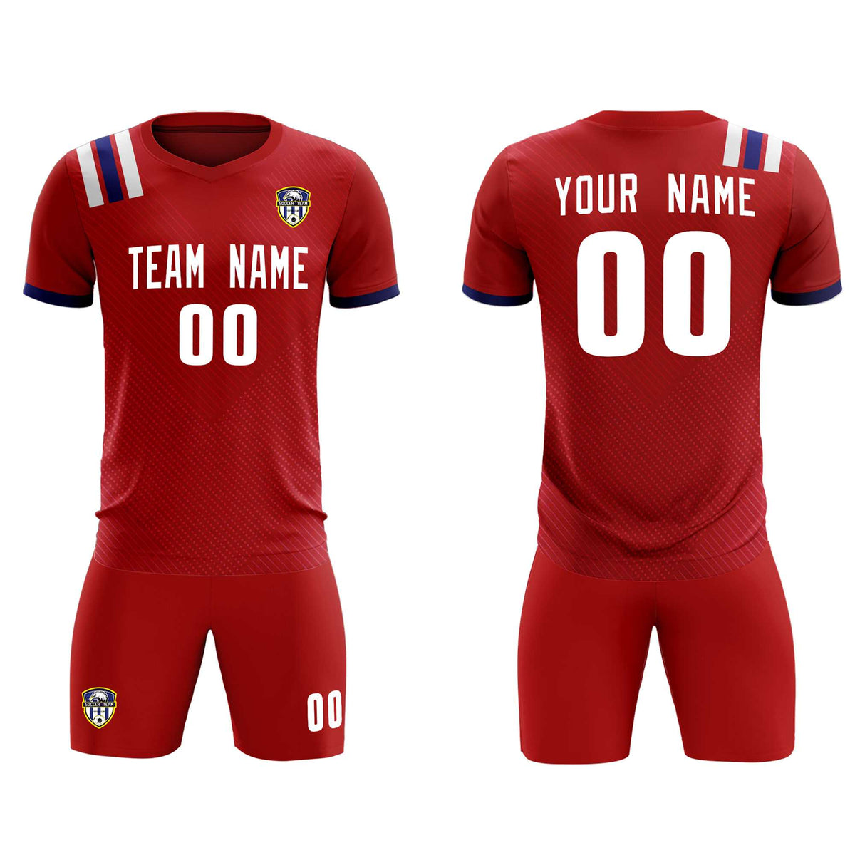 Custom Red Striped Sportswear Football Kit Jersey For Adults