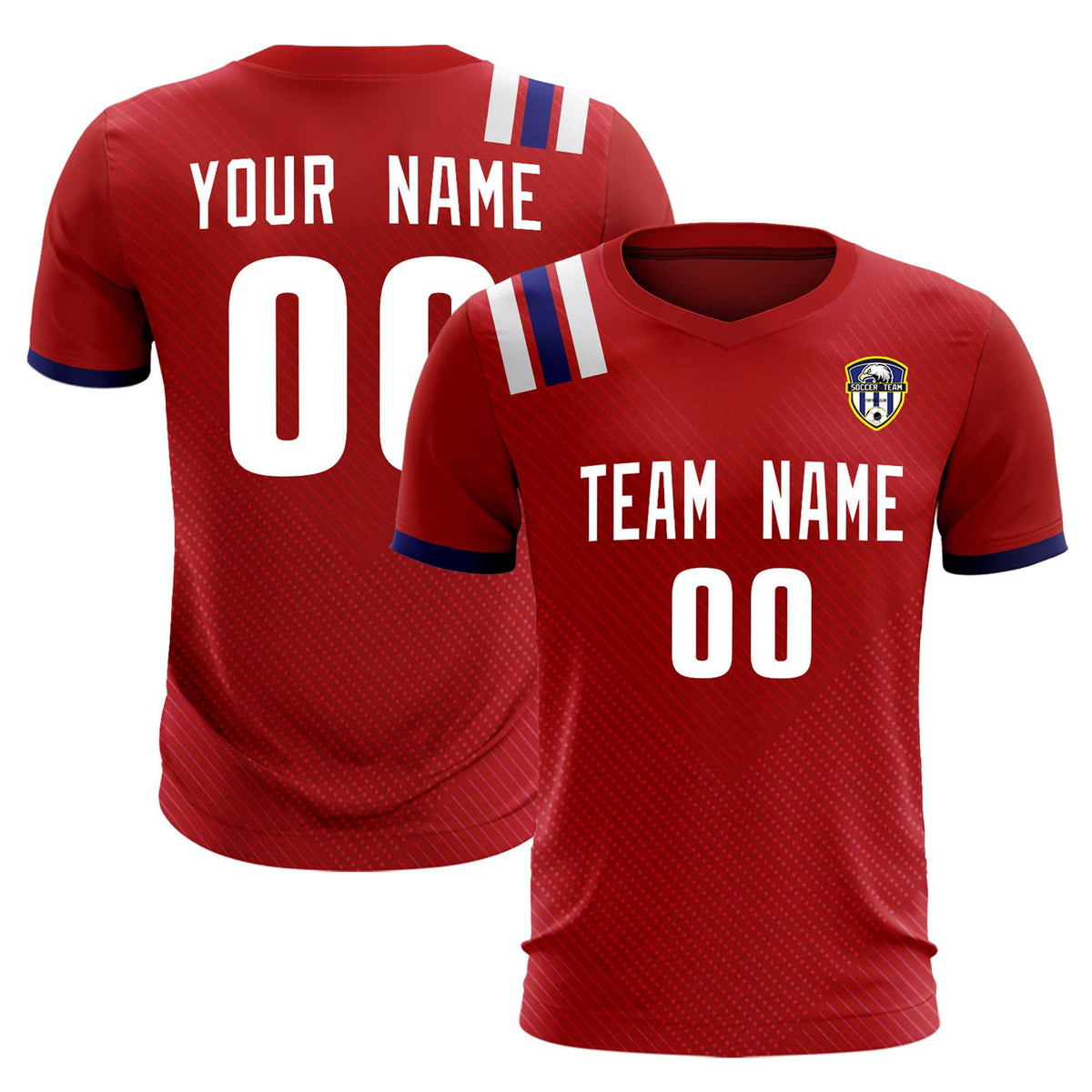 Custom Red Striped Sportswear Football Kit Jersey For Adults