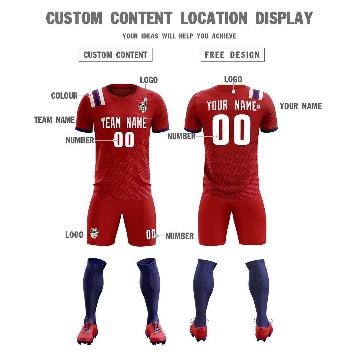 Custom Red Striped Sportswear Football Kit Jersey For Adults